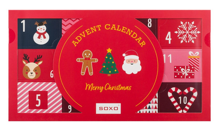 Soxo Kalendarz Adwentowy Ze Skarpetami Merry Christmas Czerwony
