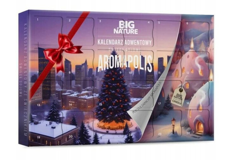 Big Nature Aromapolis Kalendarz Adwentowy z 24 Różnymi Świeczkami Sojowymi + Świecznik